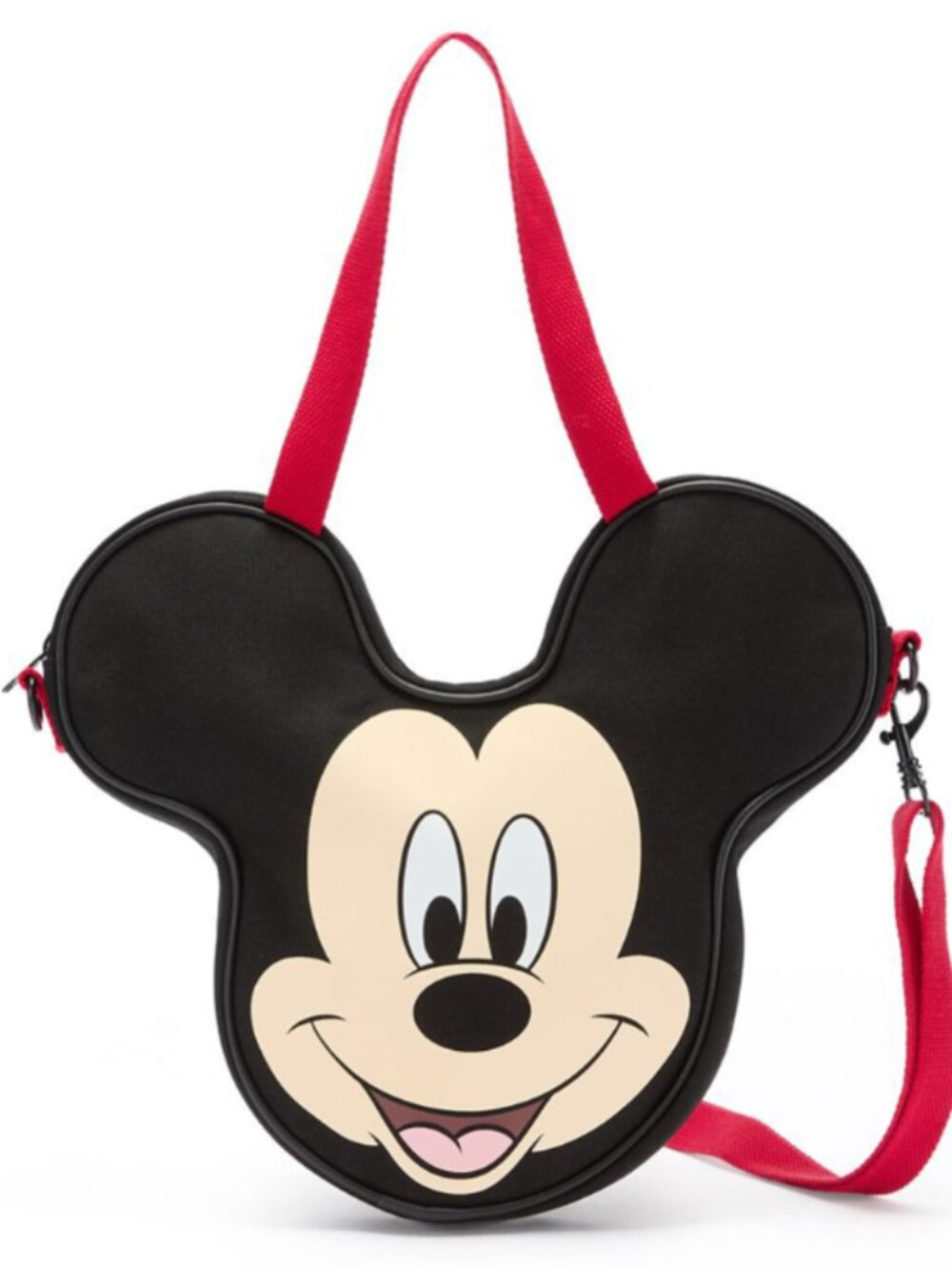 Disney Canvas Tote Bag Mini Mickey Mouse Big Face Black Red Crossbody